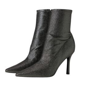 NWOT Marc Fisher Kellen Glitter Pointed Toe Pewter Ankle Boots – Sz 8.5 M